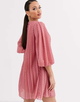 asos pleated trapeze mini dress