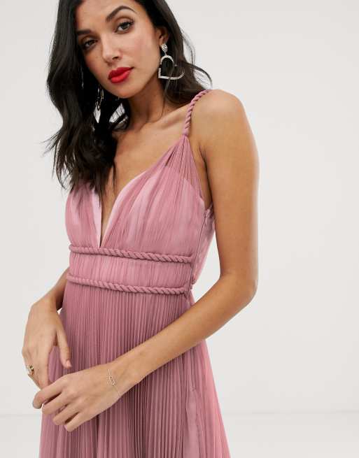 Asos design belted pleated 2024 tulle cami midi dress