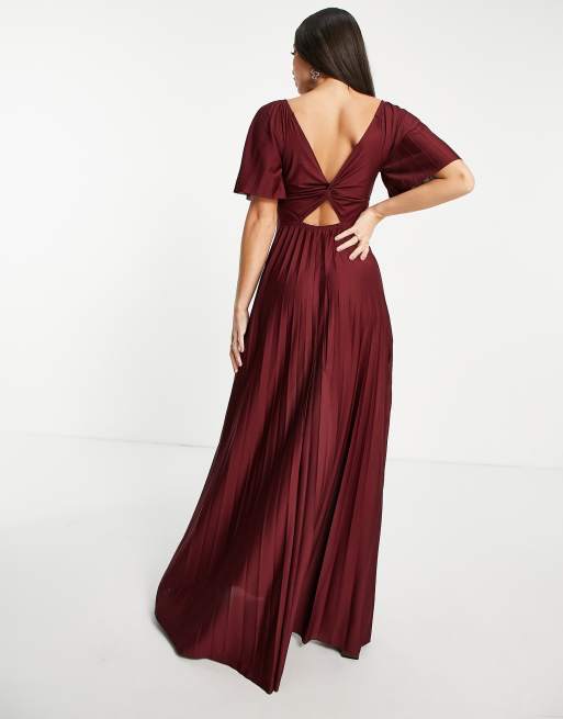white christmas dresses Rent ASOS DESIGN Pleated Twist Detail Washed Satin Cami Maxi Dress In Black main image 0