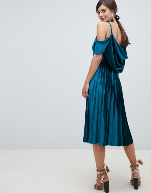 Asos pleated outlet velvet dress