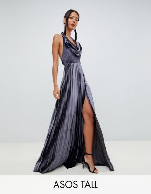 velvet cowl neck maxi dress