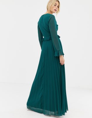 asos green ruffle dress