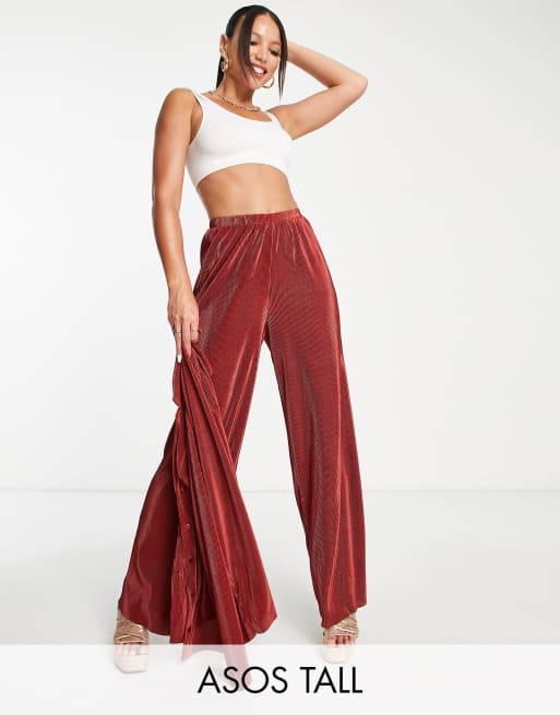 ASOS DESIGN Tall - Co-ord strandset van plissé met lange pasvorm in bruin, 2 van 2