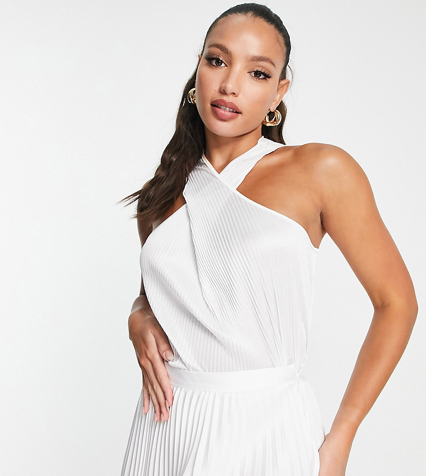 Asos Tall - Asos design tall plisse top with twist neck in white