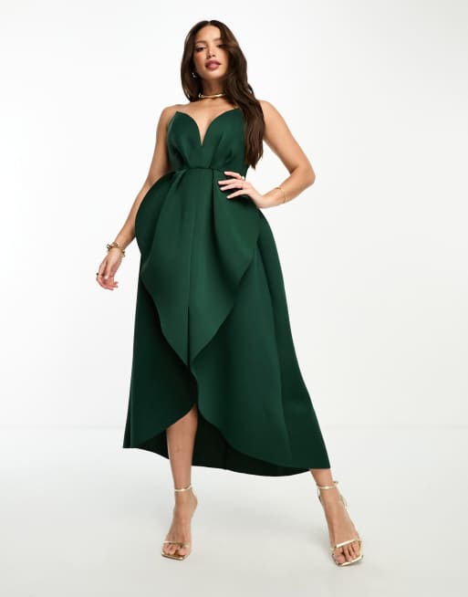 Plunge midi skater outlet dress