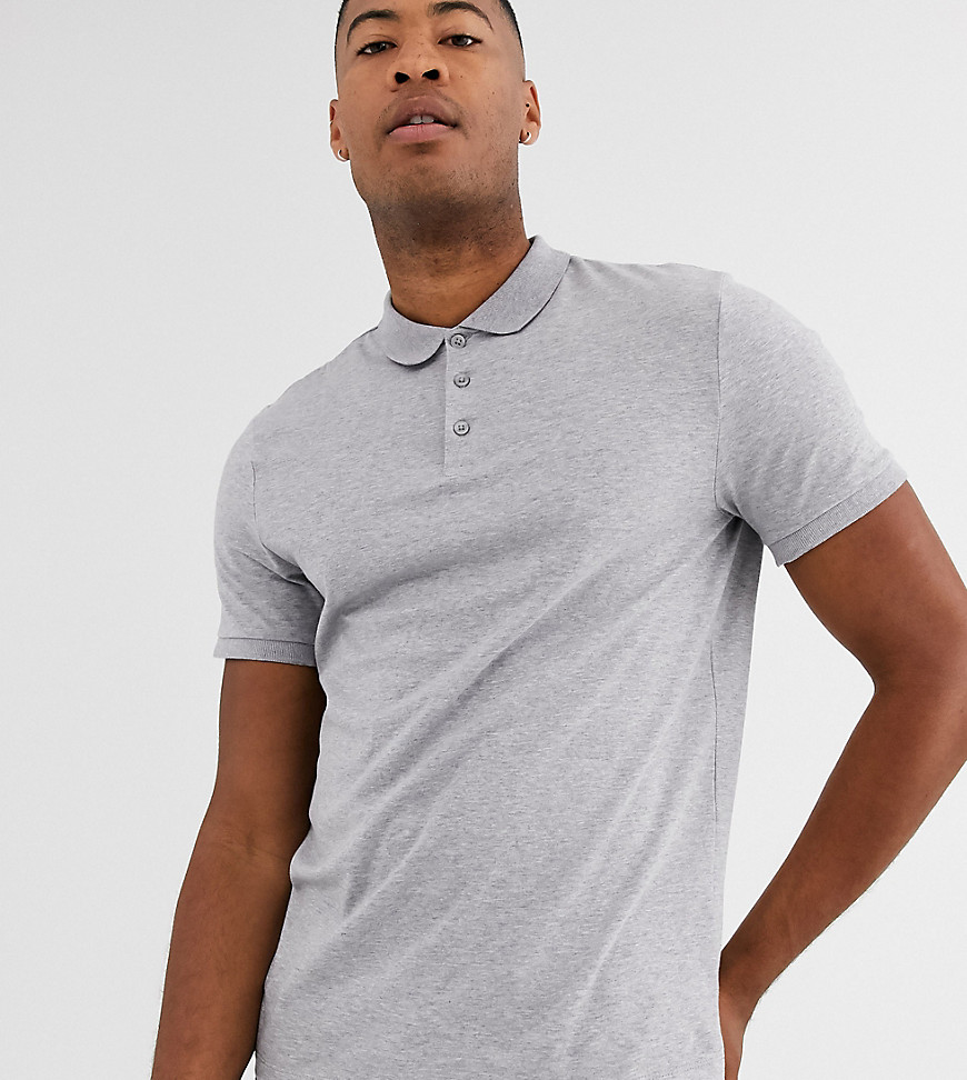 ASOS DESIGN Tall - Polo grigio mélange in jersey