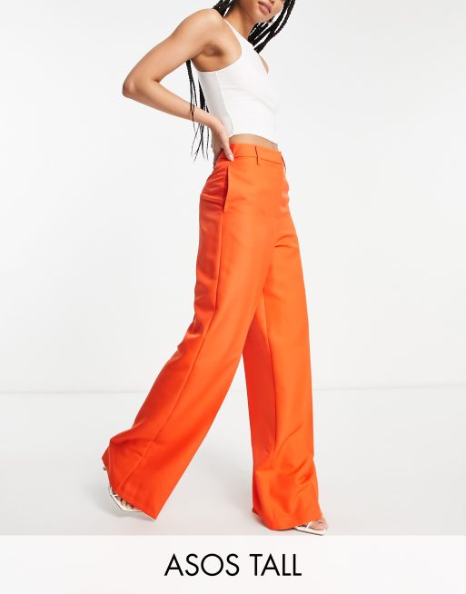 ASOS DESIGN Tall – Pomidorowoczerwone spodnie z szerokimi nogawkami