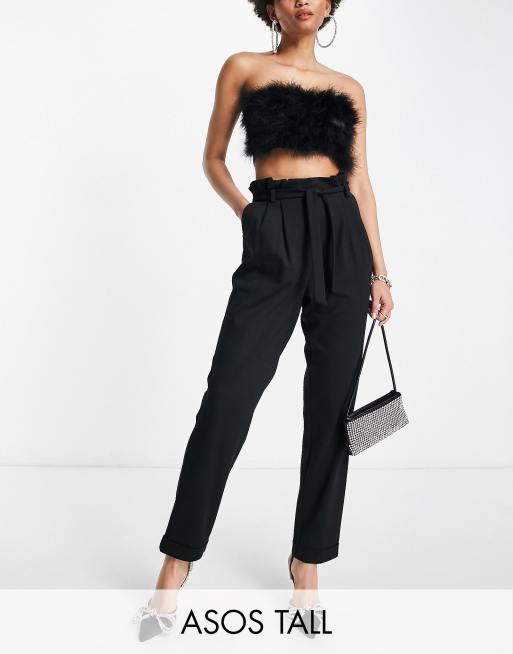 ASOS DESIGN Tall elastic waist tailored pants in black