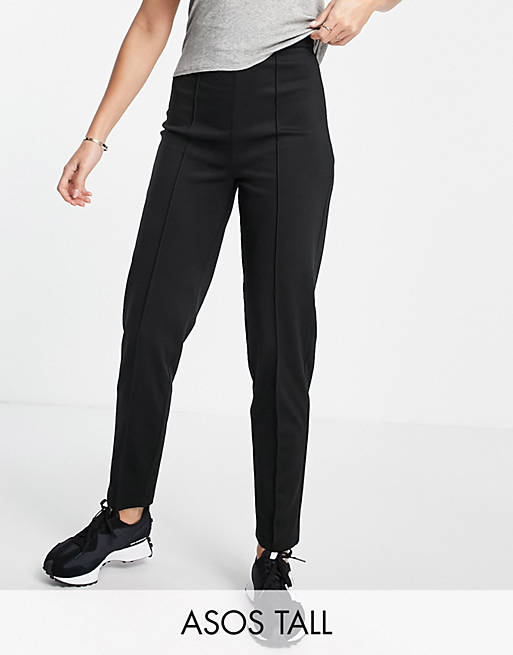 Women Tall ponte pintuck peg trouser in black 