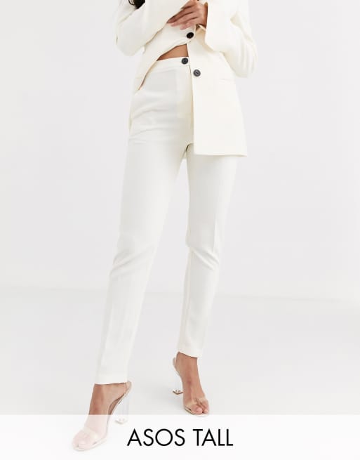 ASOS DESIGN Tall pop slim suit trousers in ivory