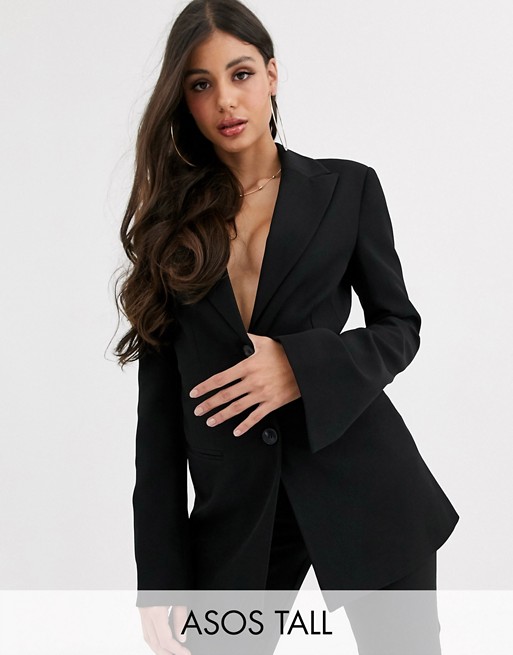 ASOS DESIGN Tall pop suit blazer in black
