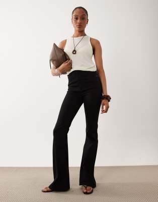 Asos Tall Asos Design Tall Power Stretch Sculpt Flare Jeans In Black