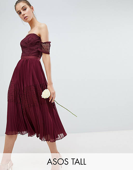 ASOS DESIGN Tall Premium guipure lace panelled midi dress | ASOS