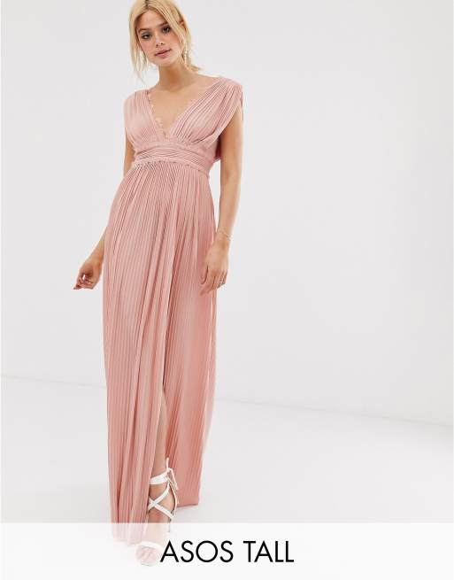 asos pleated maxi dress with lace inserts