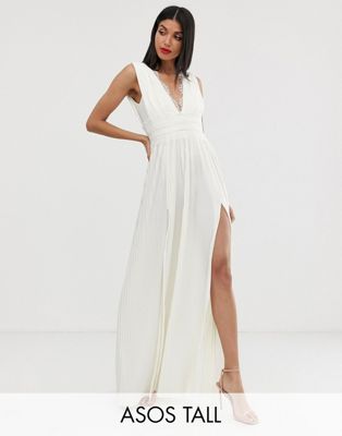 ASOS DESIGN Tall Premium Lace Insert Pleated Maxi Dress | ASOS
