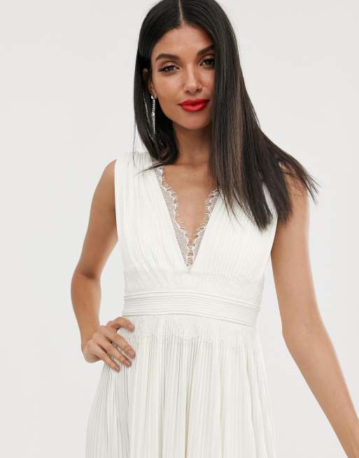 Asos design premium lace insert pleated maxi outlet dress