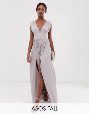 asos design maxi dress with lace sleeves and eyelash lace