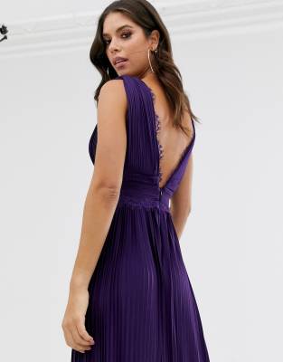 asos premium lace insert pleated maxi dress ASOS DESIGN Tall Premium Lace Insert Pleated Maxi Dress