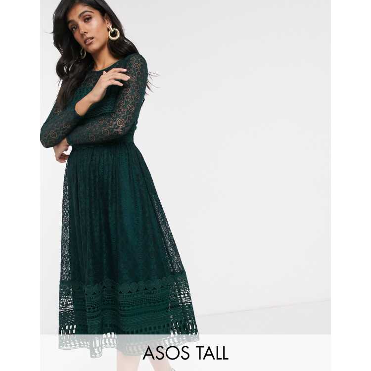 Asos green 2025 lace midi dress