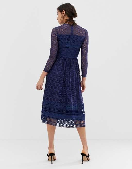 Asos design lace hot sale midi skater dress