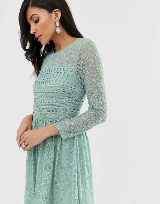 Asos design premium lace midi best sale skater dress