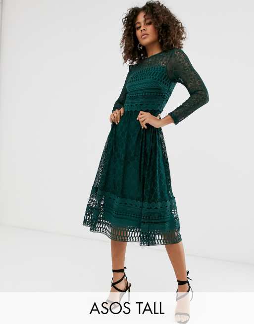 Asos design premium lace mini skater dress with long 2024 sleeves