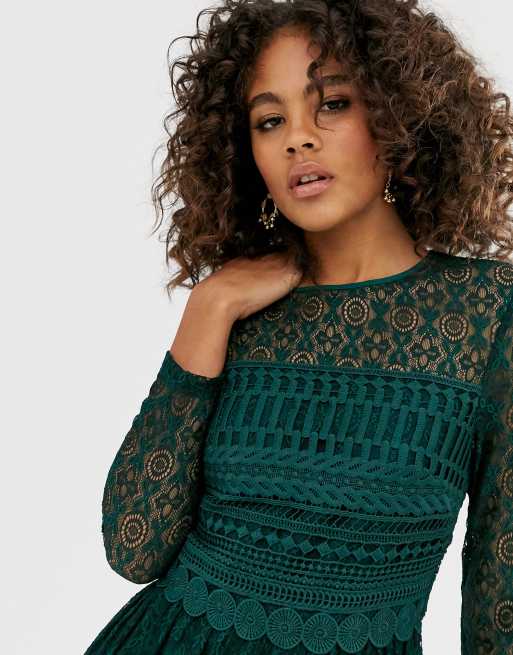 Asos green 2025 lace midi dress