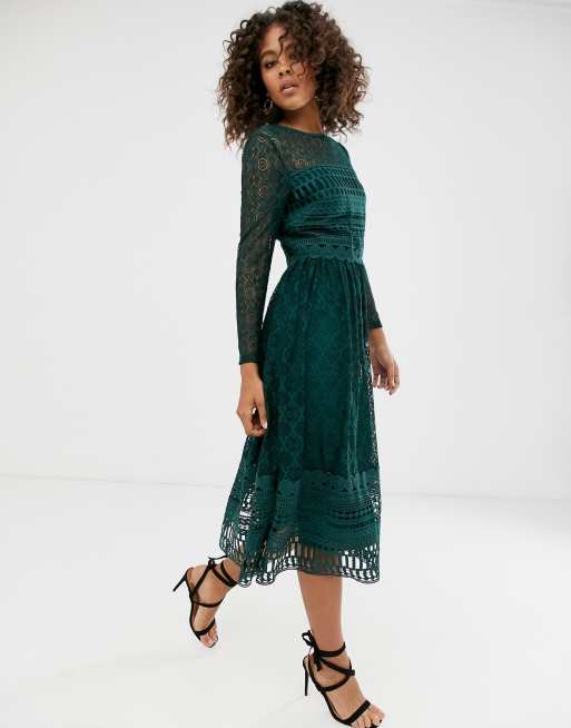 Asos premium lace store midi skater dress