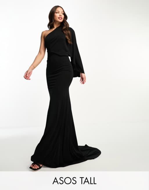 Long black hotsell dress with train