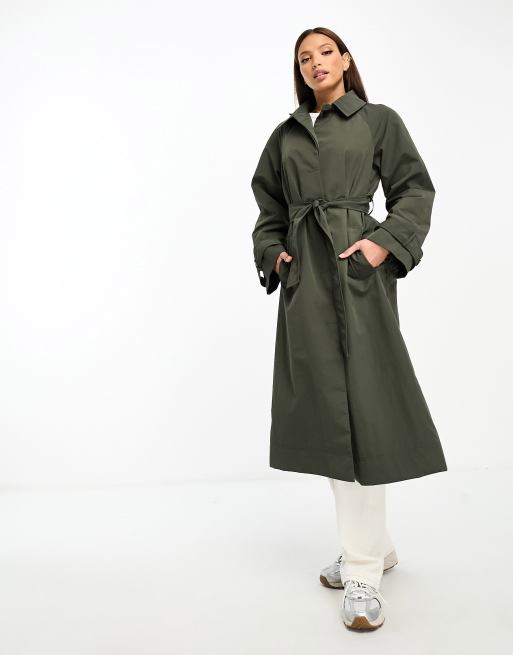 ASOS DESIGN Tall premium top collar trench in dark olive