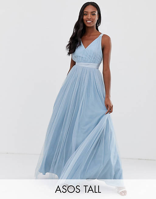 ASOS DESIGN Tall Premium tulle maxi prom dress with ribbon ties