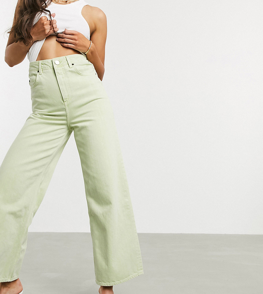 ASOS DESIGN Tall Premium wide leg jeans in lime acid-Green