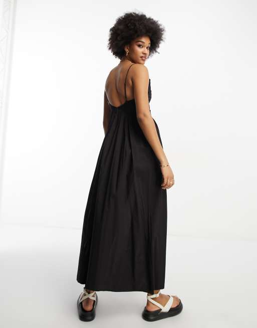 ASOS DESIGN Tall - Prendisole midi skater nero con dettagli in pizzo sangallo, 2 di 4
