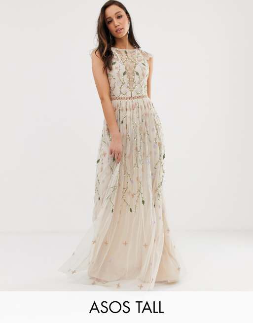 Asos embroidered clearance floral maxi dress