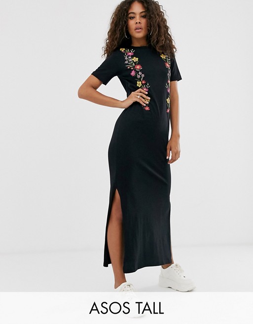 ASOS DESIGN Tall printed floral midi t-shirt dress