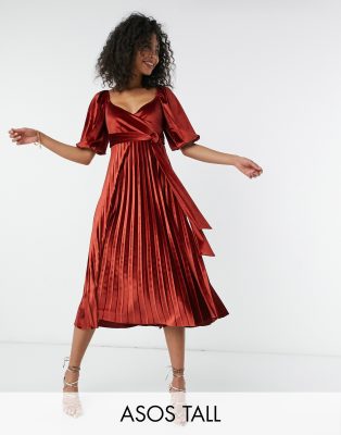 Asos pleated velvet outlet dress