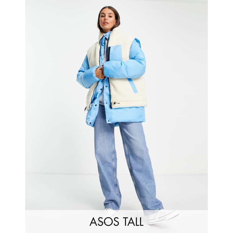 ASOS 4505 Tall oversized puffer jacket with removable gilet-Green