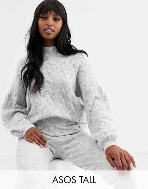 ASOS DESIGN Tall - Ensemble en maille torsadée - Gris, 2 de 3