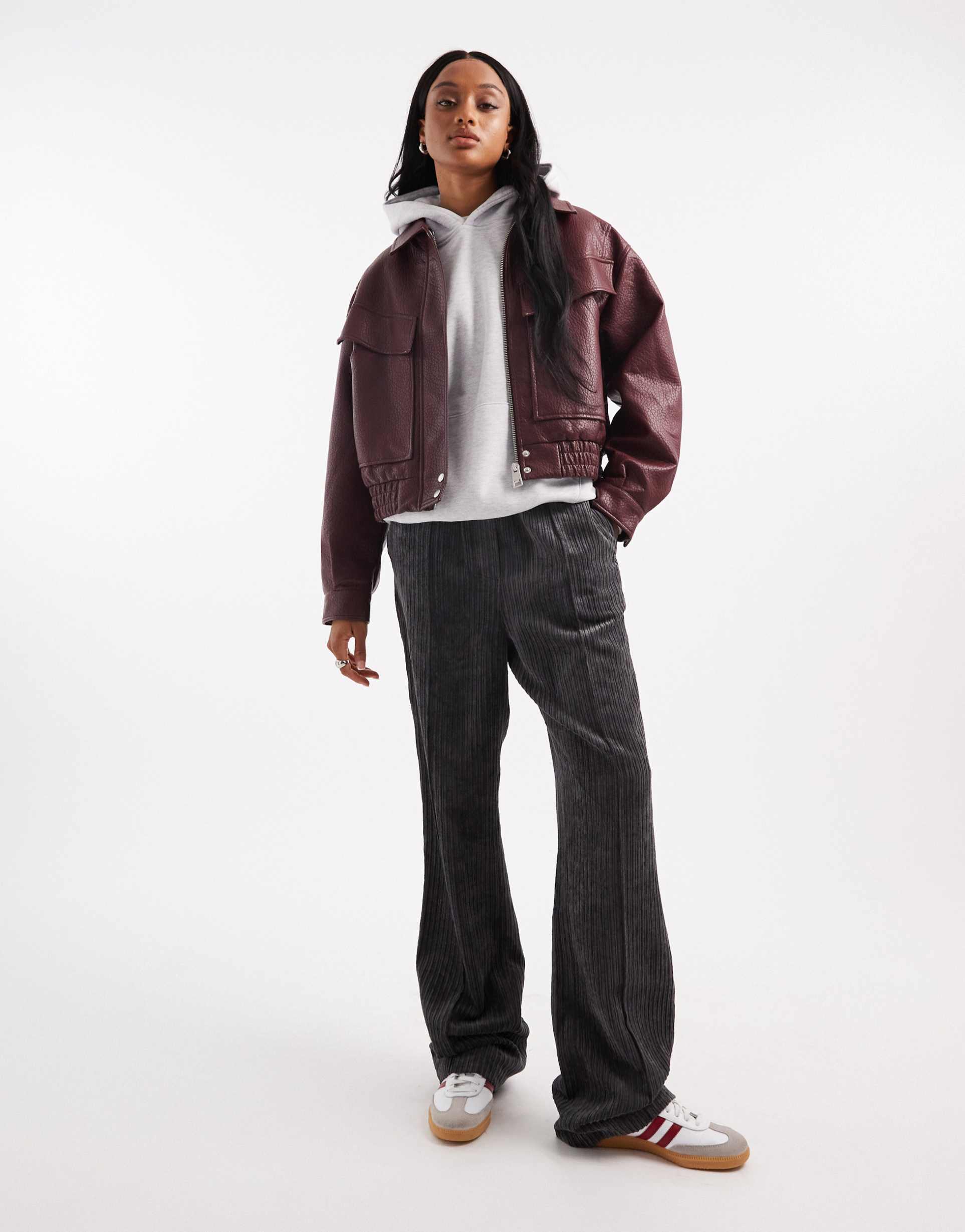 asos design tall pull on pants in gray corduroy