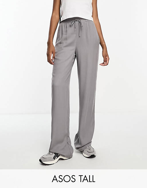 ASOS DESIGN Tall pull on pants in gray
