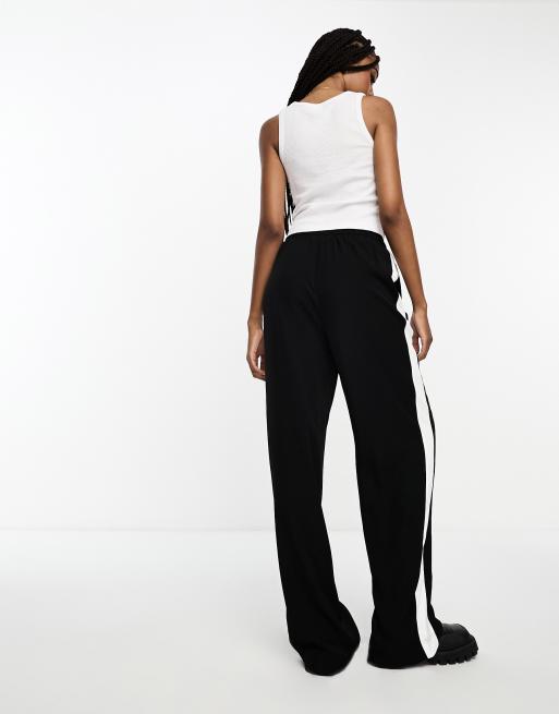 ASOS DESIGN Tall pull on pants with contrast panel in black