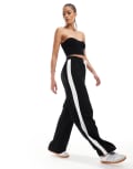 [ASOS Tall] ASOS DESIGN Tall pull on pants with contrast panel in black 6 Black