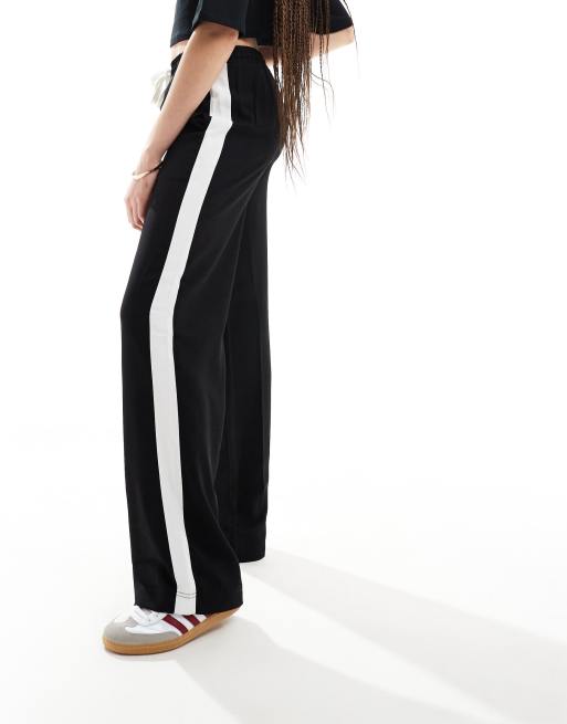 ASOS DESIGN Tall pull on pant with linen in black