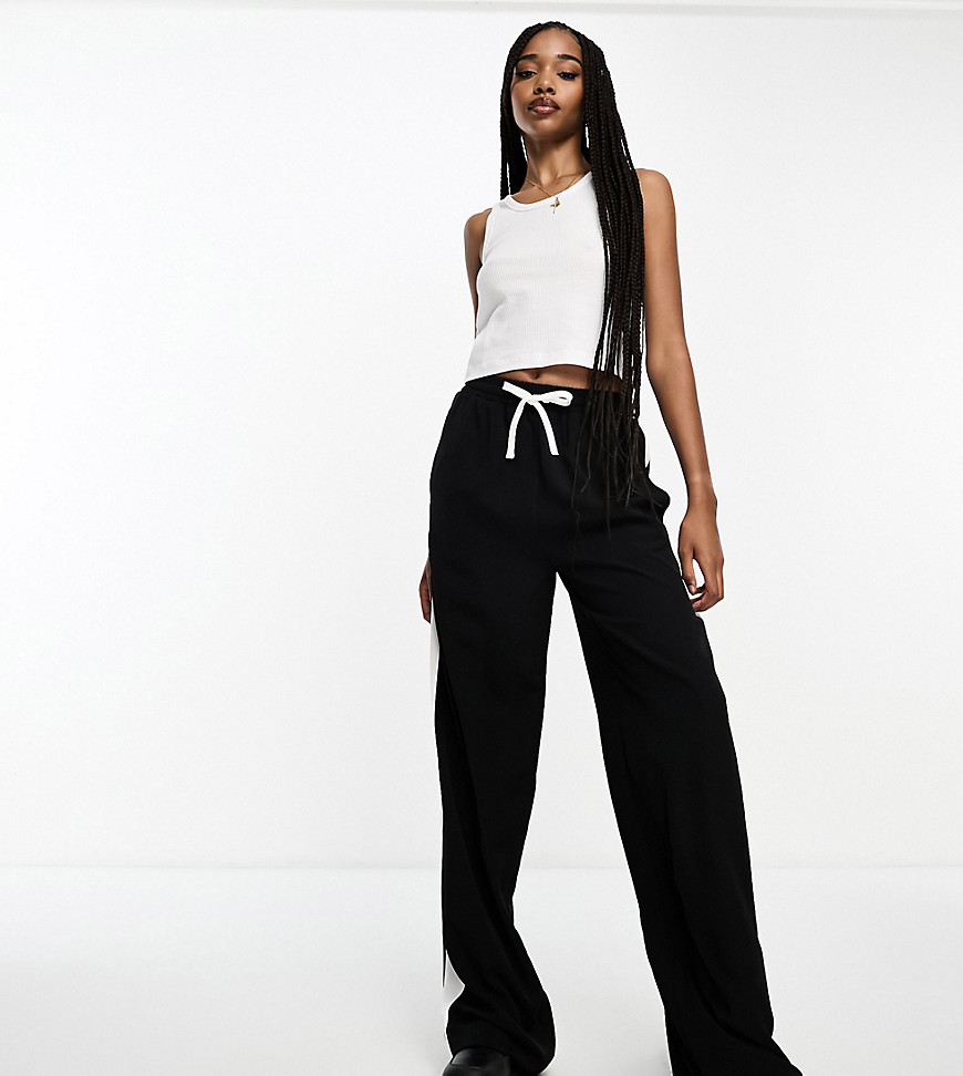ASOS DESIGN Tall pull on trouser with contrast panel in black