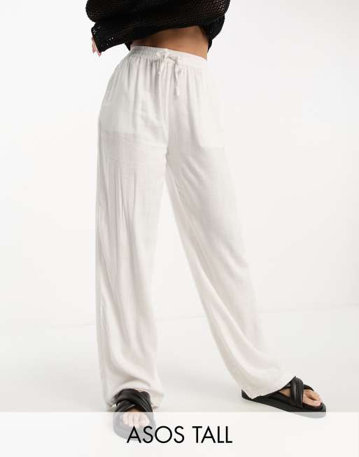 ASOS DESIGN Maternity pull on pant with linen in off white