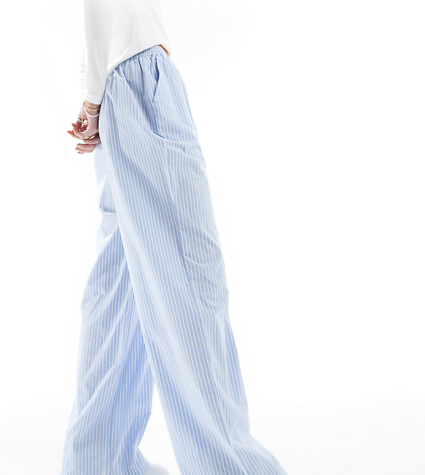ASOS DESIGN Tall pull on trouser with tab waistband in blue stripe