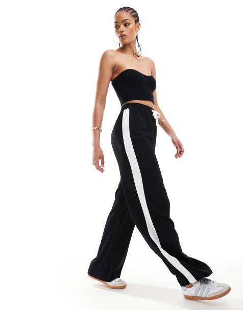 ASOS DESIGN Tall pull on trousers with contrast panel in black - view 1