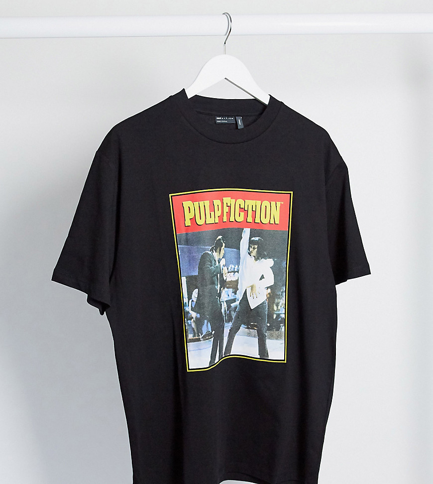 ASOS DESIGN Tall Pulp Fiction relaxed t-shirt with large photographic chest print-Black