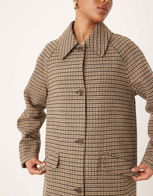 ASOS DESIGN Tall quilted liner mid length coat in heritage plaid