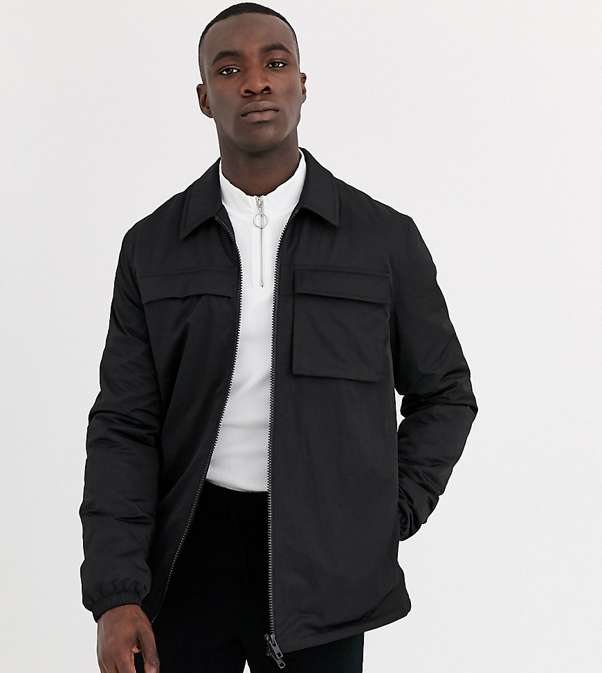 ASOS DESIGN TALL QUILTED JACKET WITH UTILITY DETAILS IN BLACK,PUFFY BLACK TALL